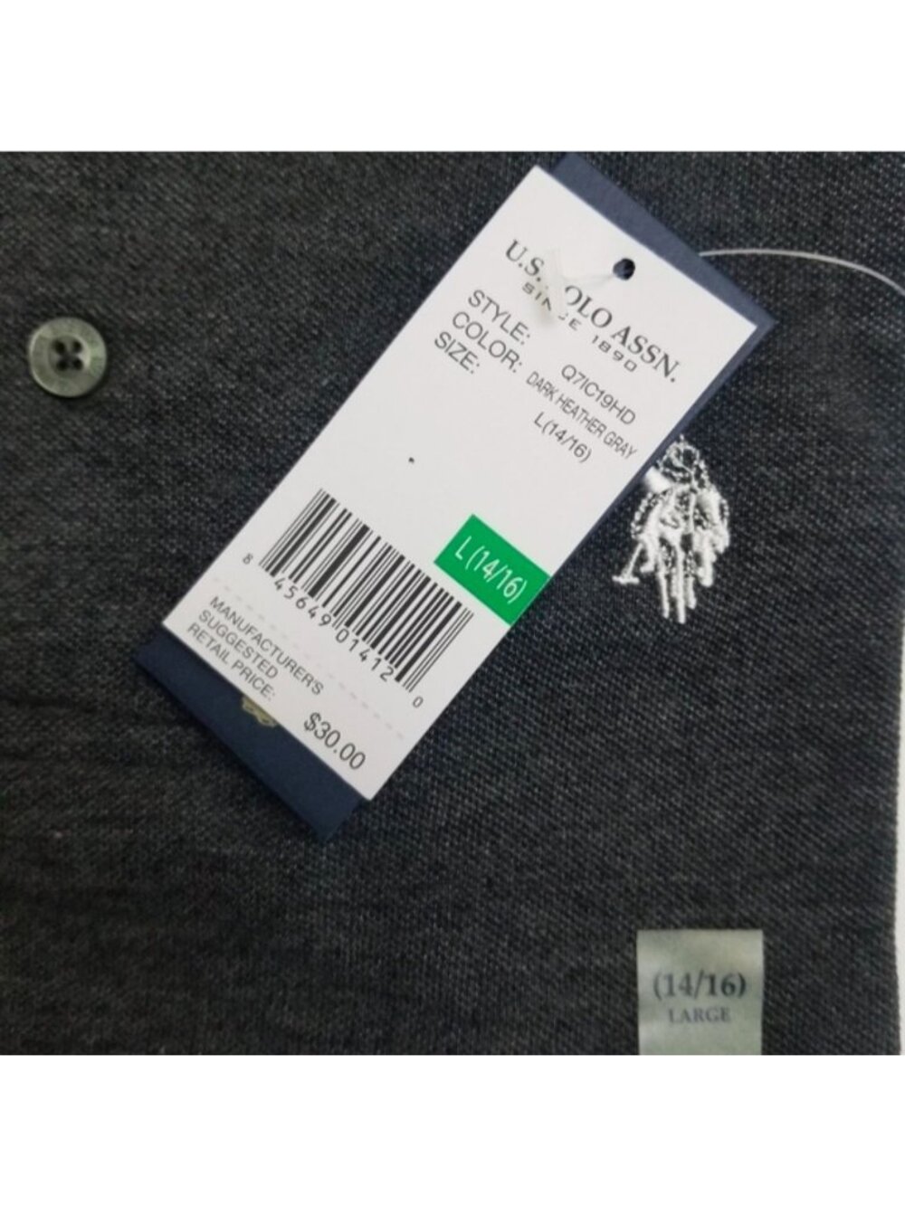 U.S. Polo Assn Boys Gray Short Sleeve Polo Shirt With Embroidered Logo - Picture 8 of 8